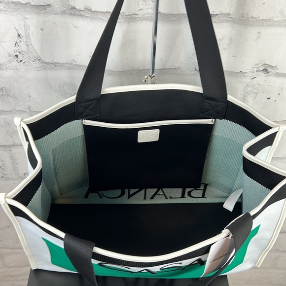 Casablanca Tennis Club Knit Logo Shopper Tote Bag White Green Black - Picture 6 of 16